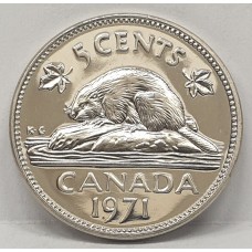 CANADA 1971 . FIVE 5 CENTS . PROOF COIN